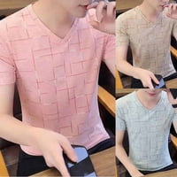 MENS V izrez T-majica Blouse Pulover kratki rukav Slim Fit mišićni vrh