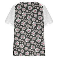 Ženski vrhovi modna žena kauzalna bluza za bluzu za tisak V-izrez čipka majica kratkih rukava Summer