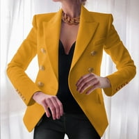 DTIDTPE Zimski kaputi za žene, elegantni poslovni uredski radovi Ženska dam Solid gumb odijelo Jakna kaput odljevna odjeća Blazer jakne za žene, žuti