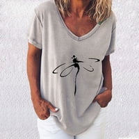 Lydiaunistar Ženske kratke vrhove Ženske tiskane majice kratkih rukava Tops Grey XL