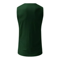 Vrhovi rezervoara muškarci grafički vrat Vest okrugli ležerne pune boje Ljeto majica bez rukava, veličina XL, zelena