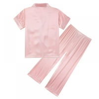 Ice Silk Satin pidžama za dječake Djevojke - CALY STIL STIL SLIJEČNI SVJETLJE SLUČENI DUGE DOLJE PJ