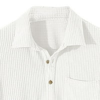 Polo majice za muškarce muški ležerni Walf provjerava čvrsta majica bluza Okrenite bluzu s kratkim rukavima