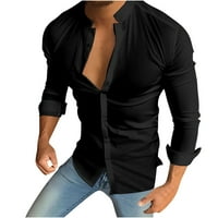 Muška majica Slim Fit Solid Boja majica s dugim rukavima Jednostavna formalna košulja za košulje u vratu