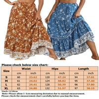 Žene Vintage Ruffle Maxi Suknja Dame Dame Bohemske suknje Elastična struka Ležerna suknja