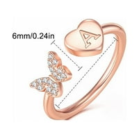 Početni prstenovi za žene za žene Djevojke Rose Gold PlOdfly Capital Pismo Početni prstenovi za žene