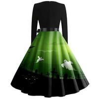 Haljina s dugim rukavima za ženska čajanka 1950-ih Noć vještica Ispiši liniju haljina Vintage Audrey