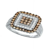 Veličina 8. - 10k bijeli zlatni okrugli čokoladni smeđu dijamantski kvadratni prsten 1. CTTW
