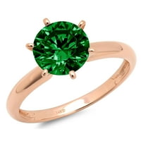 2.5ct okrugli rez zeleni simulirani smaragd 14k ružičasto zlato Angažovane prstene veličine 5,25