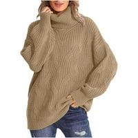 Ženski prevelizirani pulover kornjače Čvrsti labavi zimski ležerni bluza s visokim vratom s dugim rukavima