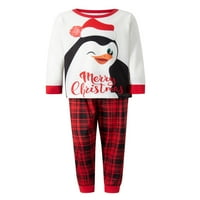 MubIneo Porodica koja odgovara Božićne pidžame, crtani pingvin tisak dugih rukava + elastični pojas uzorak karista