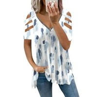 Ženske bluze s bluzom od tiskane bluze u vratu Ležerne prilike za žene kratki rukav modni ljetni vrhovi