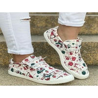 Gomelly Women Anti-Skid Ležerne prilike otporne cipele otporne na čipke Božićne mokasinke Xmas lagane cvjetne cipele za hodanje od bijelog broda 7