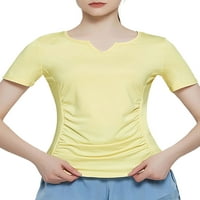 Haite Dame TEE V izrez Yoga T-majice Kratki rukav Trenuita za žene Top žena Pulover vlagu Wicking bluza