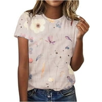 Olyvenn ženske grafičke tuničke bluze Trendy izlasku modne kratke rukove Tees Classic cvjetni ljetni