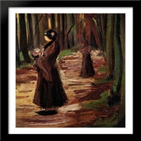 Dvije žene u šumi Veliki crno drvo uokvirene umjetnosti Vincent Van Gogh