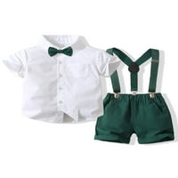 Aturuste ljetne dječje dječake Gospodenski odjeća 3T 4T Dugme s kratkim rukavima dolje majica + set