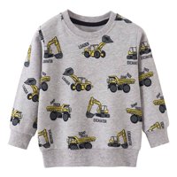 TODDLER Boy Hoodie pamuk siva kamion Print Dukserice Zimska odjeća za djecu veličine 8073