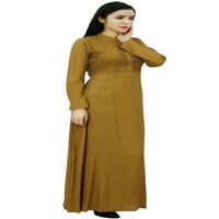 Ženska ženska mandarina Ogrlica Plain Jilbab haljina sa džepovima punim rukavima Maxi