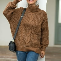 Pad džemperi za žene moderne fit džemper pulover rade turtleneck kardigan džemper siv xl