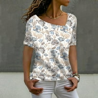 Hanas vrhovi ženski ljetni modni casual retro v retction majica s kratkim rukavima TOP beige xxxl
