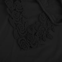 Yyeselk hladnim vrhovima za žene casual crochet ušiju V-izrez kratkih rukava ugodne bluze trendy čiste kolumske ljetne majice za tamne crne s