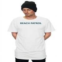 Plaža Patrola Long Tee - Bijela s mornaričkim printom, XXL
