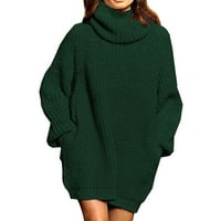 Ženska jesen i zimski dugi rukav džemper s visokim vratom Željezde srednje dužine haljina za pletenje