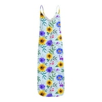 Clearsance YoHome Ljetne haljine Žene Ljeto Sunshine Long Spaghetti Suspenderi bez rukava Floral Maxi