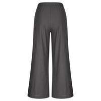 Ženske brze suhe pamučne pamučne pantalone Elastični struk džepovi široke noge pantalone Lagana udobna