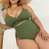 Žene plus veličine modni seksi solidni kupaći kostim bikini set dva odijela
