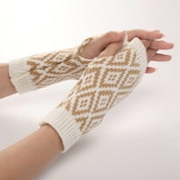 Ženske rukavice Žene Jesen Zima toplo pletene rukavice bez rukava Modni kontrast boja dijamantski jacquard