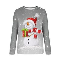 Ružni božićni džemper za žene modni simpatični Xmas Snowman print Crewneck dukseri dugi rukav pulover na klirensu