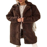 Paille ženske odjeće Revel Sherpa jakna s dugim rukavima Fuzzy kaput topli putni pliš kaput kava 3xl