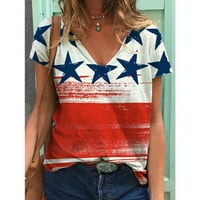 Ženske majice Ležerne prilike Ženska američka košulja za zastave kratki rukav V izrez SAD Novosti 4.