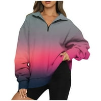 Umitay pulover džemperi za žene Žene Ležerne prilike modne dugih rukava Print Prevelici Zip Dukserirt Vrh