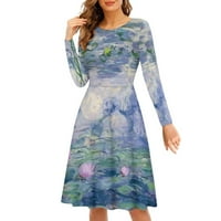 Estetska ženska haljina veličine xl izdržljive vodene ljiljane Claude Monet Swing Skater haljina Dužina