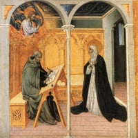 Sveti Catherine Siene ne priznaje svoje dijaloge Raymondaju Capuu. Slikanje Giovanni di Paolo, 15. vek.