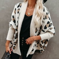 Cardigan Clearence Women plus veličina kardigan jakna lično modni leopard džemper bež s y3y