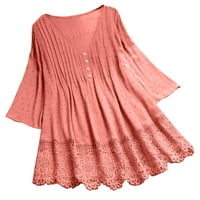 Ženska bluza Plus Veličina dnevno Ljetni proljetni Ležerne prilike Vintage Ruffled Tri četvrtina V-izrez
