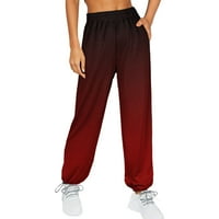 NJSHNMN ženske pantalone za pantalone - Hlače hlače Žene Sportske hlače, Crvena, XXL