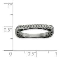 Sterling Silver Spacable izrazi polirani crno ploča Princess kvadratna prstena Veličina: 6; za odrasle