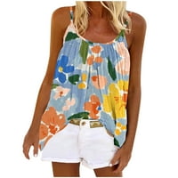 Dianli izlazi vrhovi za žene okrugle vrat tunika cvjetne printom ljetne majice bez rukava na plaži Ležerne