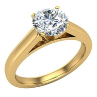 Dijamantni zaručni prsten za žene okrugli pasijans Gia certificirani 4-prong 0. Carat 18K zlato