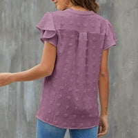 Ruffle kratki rukav dame bluze v izrez švicarski dot casual bluze za žene čišćenje elegantne plus veličine