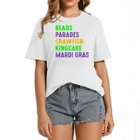 Perle Parade Crawfish King Cake Mardi Gras Modni tiskani tisak za žene - Moderan majica kratkih rukava
