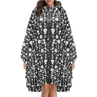 Hood Print Light Džep Vodootporni modni vrhovi kiša Svjetlo jakne za žene sa džepovima i kapuljačom