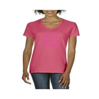 - Ženska majica V-izrez kratki rukav, do žena Veličina 3XL - teški momci nose ružičasti rak