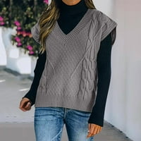 Semimay ženski džemper V izrez bez rukava Pletenje pulover prsluk