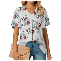 FOPP prodavača za žene cvjetna print Crewneck casual bluza naletirana majica s kratkim rukavima bijeli